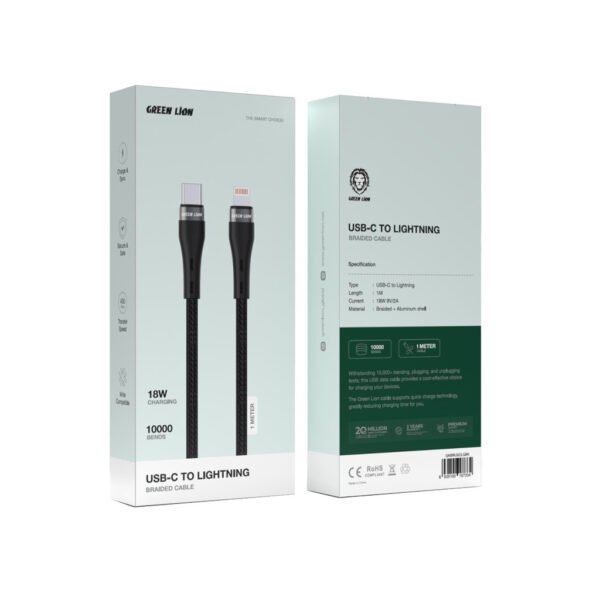 G/L USB C TO LIGHTNING BRAIDED CABLE 18W 1M BLACK
