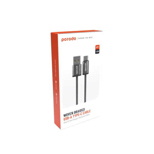 ALUMINIUM ALLOY BRAIDED USB TO TYPE C 1.2M BLACK