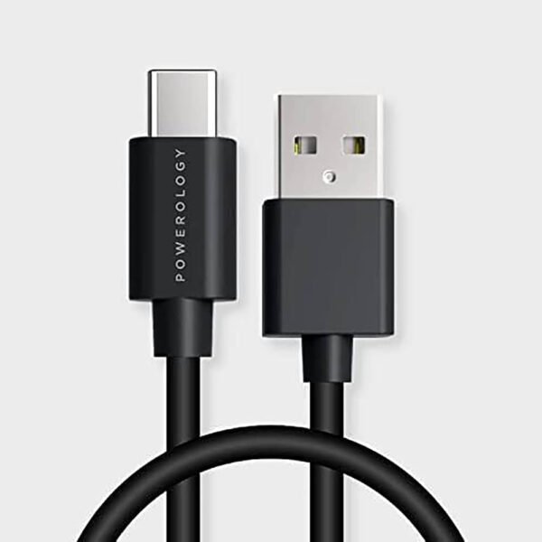 POWEROLOGY PVC USB A TO TYPE C 3A CABLE 1.2M BLACK