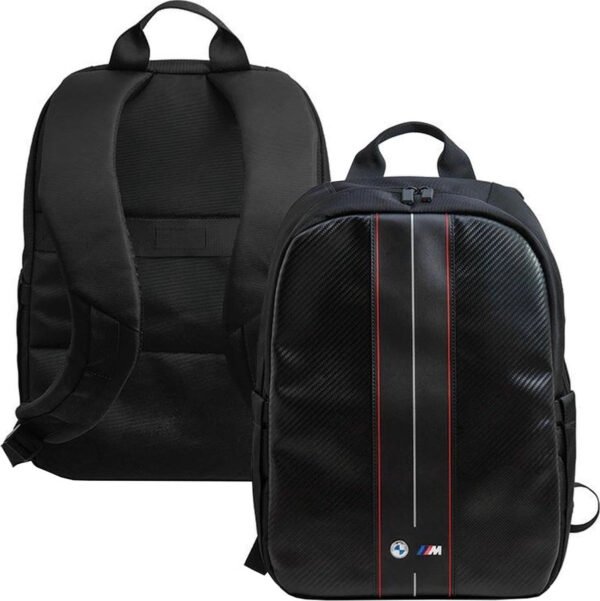 BMW M COMP BACKPACK RED PU CARBON STRIPES BLACK 15″