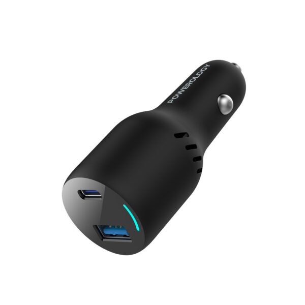 POWEROLOGY 65W PD + QC3.0 LED DUAL PORTS CAR CHARGER – BLACK