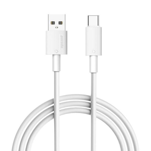 PORODO USB A TO C PVC CABLE 3M – WHITE